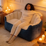 Canapé Pouf Modulable Bicolore Beige Bleu – Le Bliss
