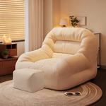 Fauteuil Pouf Adulte Blanc Avec Repose-pieds – L'Harmony