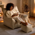 Fauteuil Pouf Blanc Cuir – Le Calm