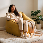Fauteuil Pouf Cuir Jaune – Le Lodge