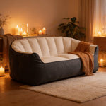 Grand Pouf Canapé Bicolore Beige Gris – Le Bliss