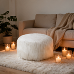 Petit Pouf Rond Blanc Décoratif – Le Puff