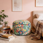 Pouf Rond Scandinave Fleuri – La Plume