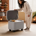Pouf Coffre Cuir Gris – Le Vault