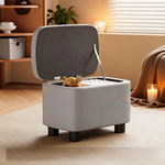 Pouf Coffre Cuir Gris – Le Vault