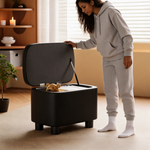 Pouf Coffre Cuir Noir – Le Vault
