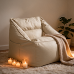 Pouf Cuir Beige Fauteuil – Le Lodge
