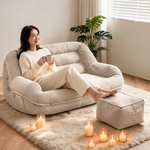 Pouf En Velours Côtelé Canapé Blanc – Le Plush