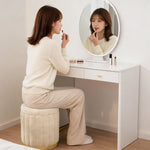 Pouf Rond Rangement Blanc – Le Vanity