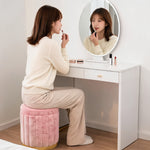 Pouf Rose Velours – Le Vanity