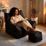 Pouf Salon Noir Fauteuil Cuir – Le Calm