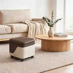 Pouf Salon Rangement Marron et Blanc – Le Stash
