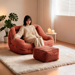 Pouf Velours Côtelé Terracotta – Le Plush