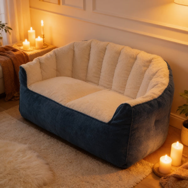 Canapé Pouf Modulable Bicolore Beige Bleu – Le Bliss – Lifestyle