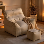 Fauteuil Pouf Blanc Cuir – Le Calm