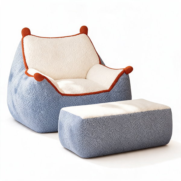 Fauteuil Pouf Chambre Bleu – Le Breeze – Studio fond blanc
