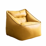 Fauteuil Pouf Cuir Jaune – Le Lodge