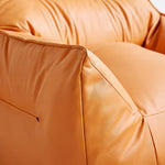 Fauteuil Pouf Design Orange Cuir – Le Calm