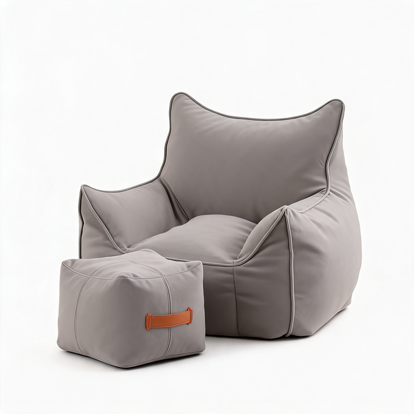 Fauteuil Pouf Gris Salon – Le Veil – Studio fond blanc