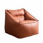 Fauteuil Pouf Orange Cuir – Le Lodge