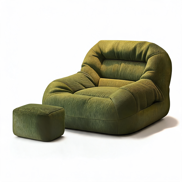 Fauteuil Pouf Salon Vert Foncé – L'Harmony – Studio fond blanc