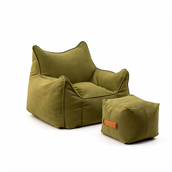 Fauteuil Pouf Salon Vert – Le Veil – Studio fond blanc