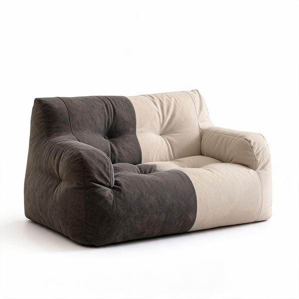 Grand Pouf Canapé Bicolore Beige – L'Alcove – Studio fond blanc