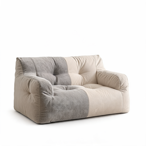 Grand Pouf Canapé Gris Bicolore – L'Alcove – Studio fond blanc