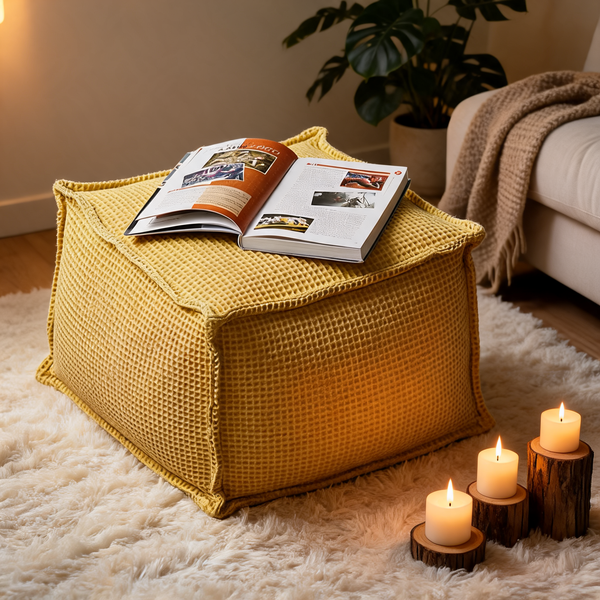 Grand Pouf Carré Jaune – Le Form – Lifestyle
