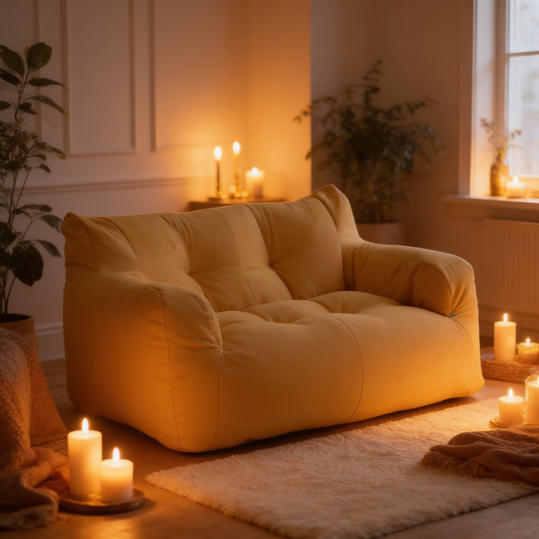 Grand Pouf Jaune Canapé 2 Places – Le Nest – Lifestyle