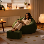 Grand Pouf Poire Vert Intérieur – Le Halo