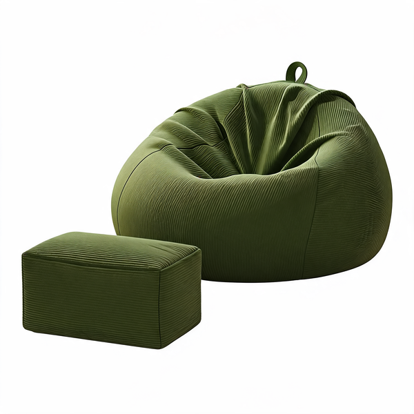 Grand Pouf Poire Vert Intérieur – Le Halo – Studio fond blanc
