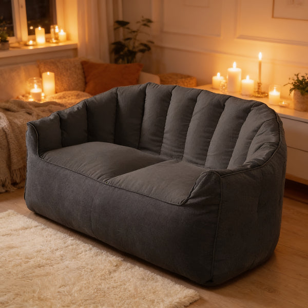 Grand Pouf Salon Canapé Gris Foncé – Le Bliss – Lifestyle