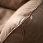 Petit Fauteuil Pouf Beige Cuir – Le Dawn