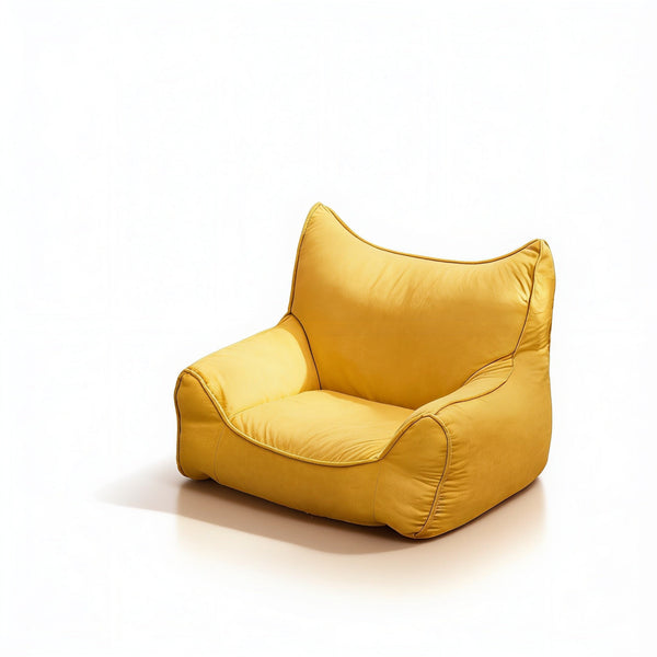 Petit Pouf Jaune Moutarde – Le Glow – Studio fond blanc