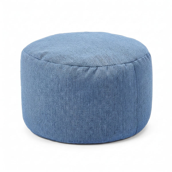Petit Pouf Repose-Pieds Bleu – Le Step, vue studio fond blanc
