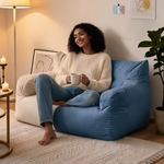 Pouf Canapé 2 Places Blanc/Bleu – Le Nest