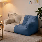 Pouf Canapé 2 Places Blanc/Bleu – Le Nest