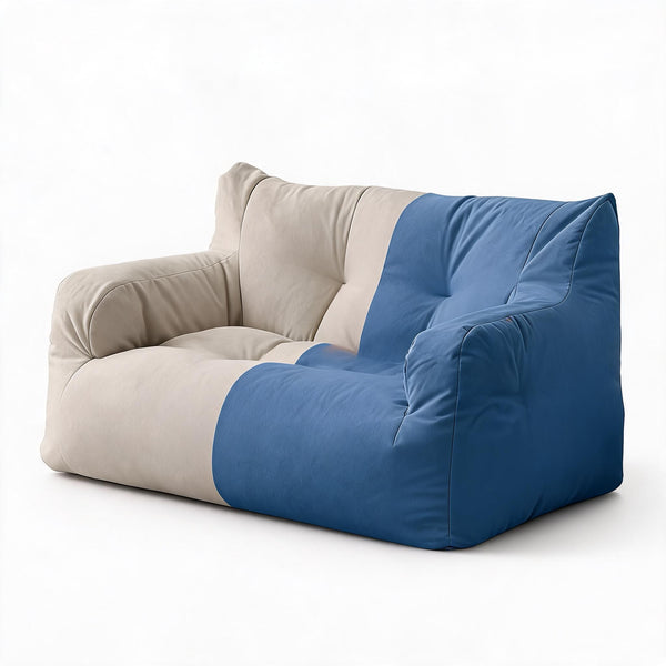 Pouf Canapé 2 Places Blanc/Bleu – Le Nest – Studio fond blanc