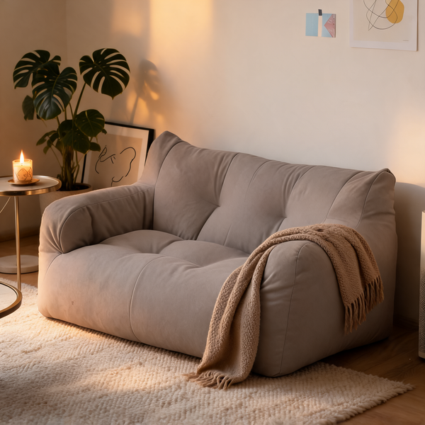 Pouf Canapé 2 Places Gris Clair – Le Nest – Lifestyle