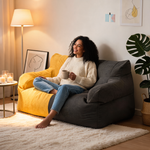 Pouf Canapé 2 Places Jaune/Gris foncé – Le Nest