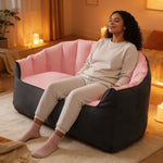Pouf Canapé Bicolore Rose Gris – Le Bliss