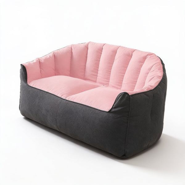 Pouf Canapé Bicolore Rose Gris – Le Bliss – Studio fond blanc