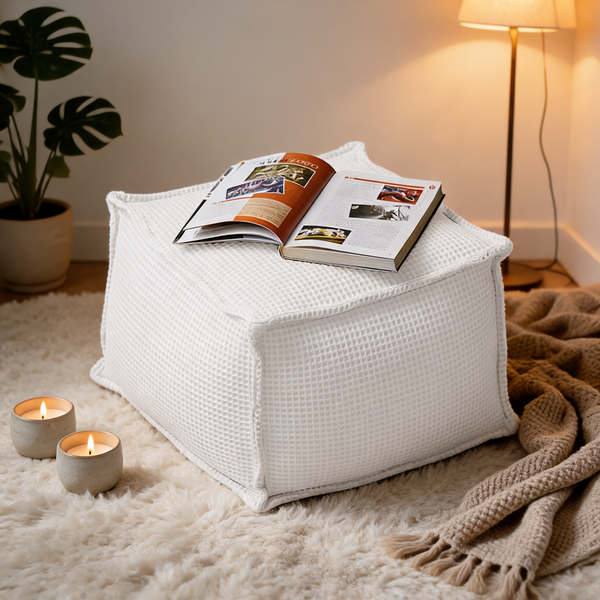 Pouf Carré Blanc Salon – Le Form – Lifestyle