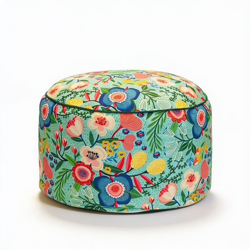Pouf Rond Scandinave Fleuri – La Plume