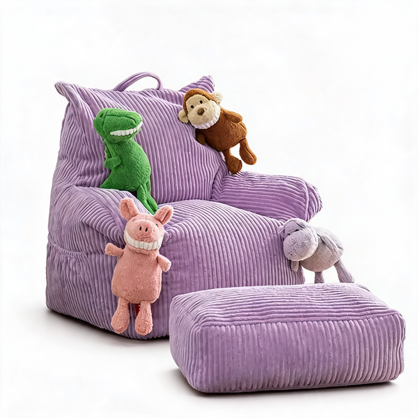 Pouf Chambre Fille Ado Velours Violet – Le Moss – Studio fond blanc