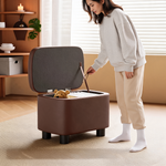 Pouf Coffre Cuir Marron – Le Vault