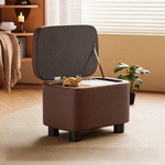 Pouf Coffre Cuir Marron – Le Vault