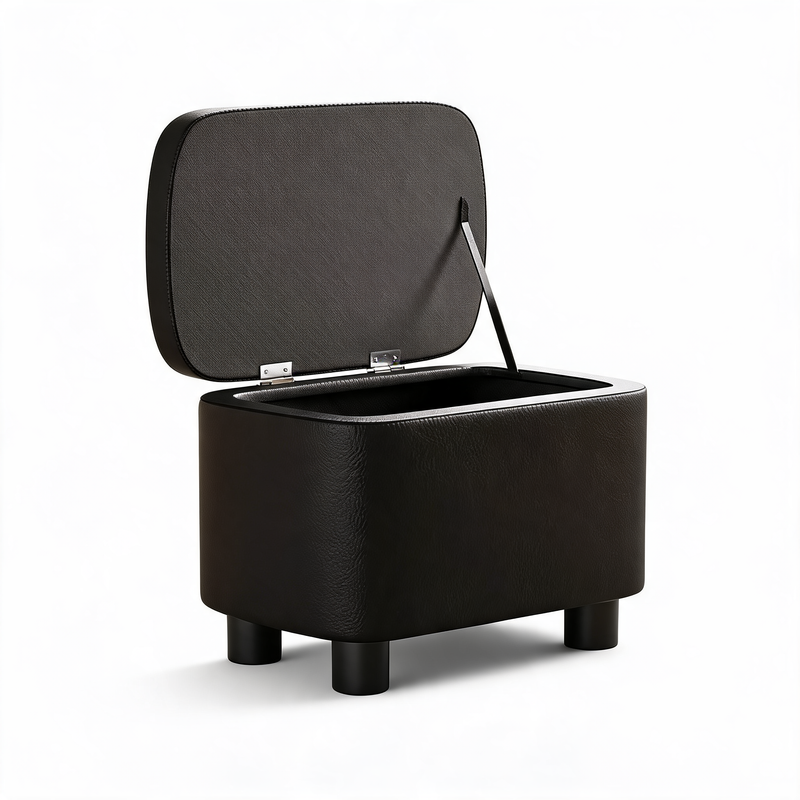 Pouf Coffre Cuir Noir – Le Vault