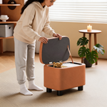 Pouf Coffre Cuir Orange – Le Vault